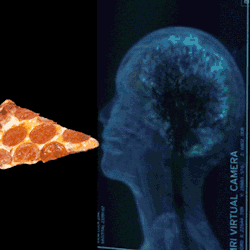nightmareofsolomon:  This is someone dying while eating a slice of pizza. When you eat pizza, you become very happy and your brain releases tons and tons of endorphins that make you feel amazing. But if you eat too much pizza, you can die from pizzalitous