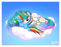 Celestia and Rainbow Dash - Blowing Raspberries