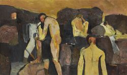 blastedheath:  poboh Keith Vaughan (English, 1912-1977), Bathers at Collioure, 1958. Oil on board. 