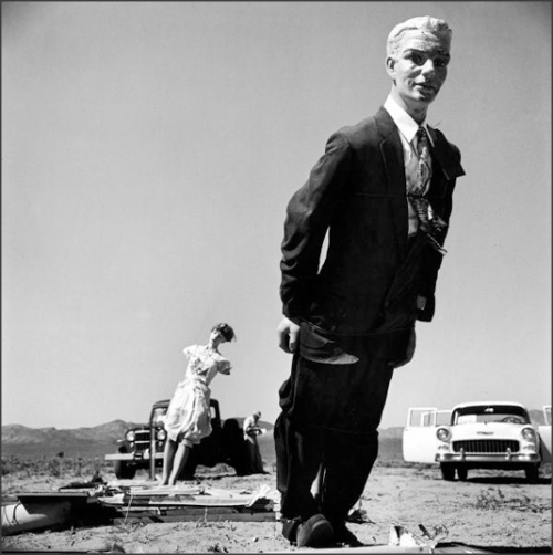 Atomic Bomb Test –  Yucca Flat, Nevada 1955Mannequins used to gauge the effects of an A-bomb on the 