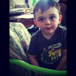 You bring it, I&rsquo;ll swing it dinosaur shirt chillin in a basket ☺ #baby  (Taken with Instagram)