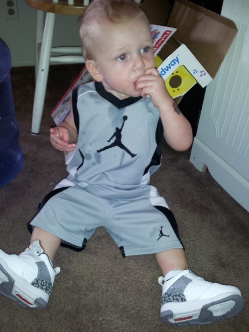 punkdad:  I’m not a fan of this certain style, but he does look cute.  Jordan head
