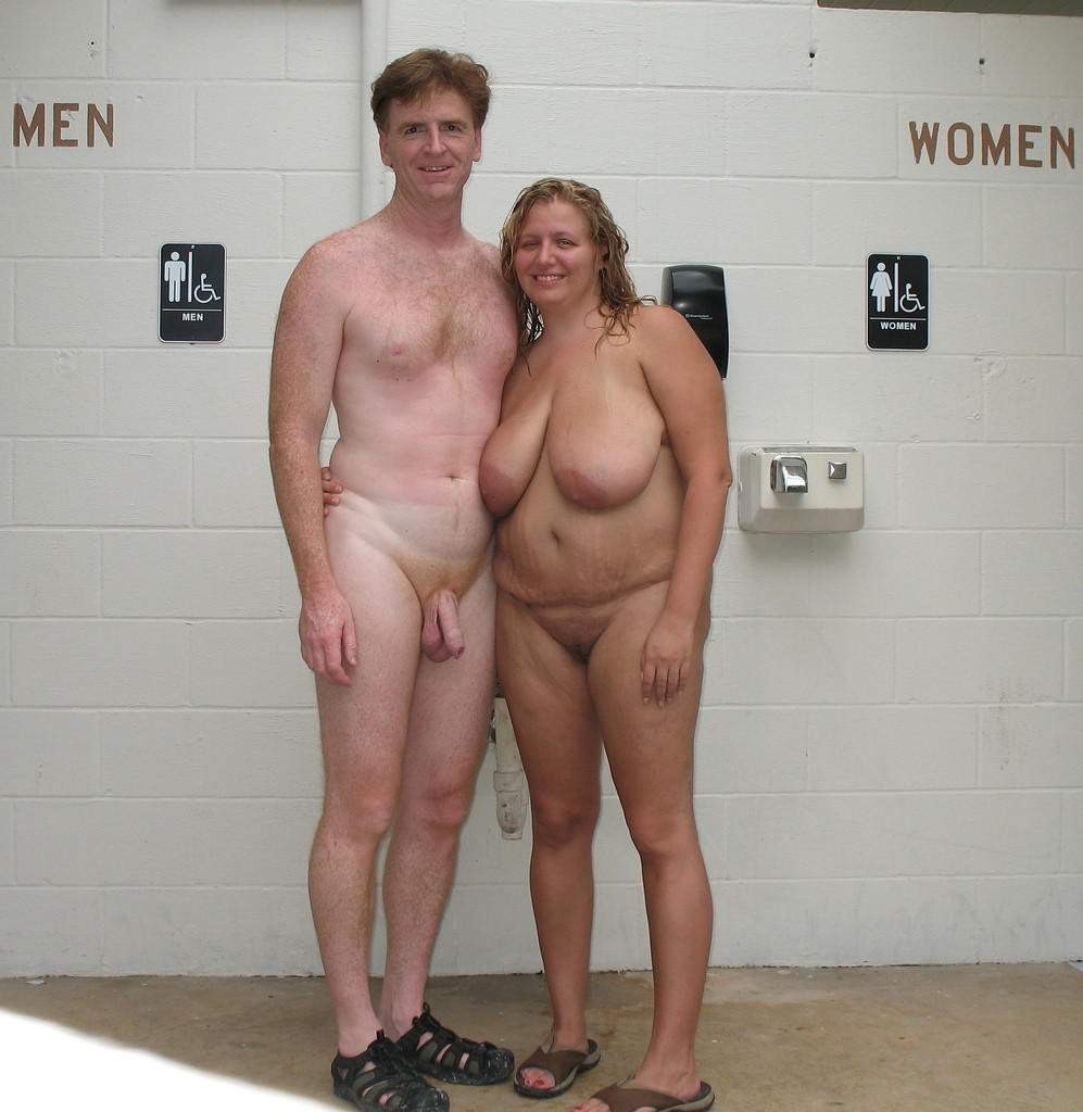 nudistlifestyle:  Nudist couple at the pool ! She really has some great curves !