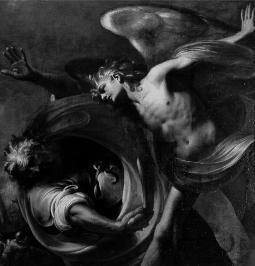 dantes-infernos:The Struggle of Jacob and the Angel by Pietro Ricchi, c. 1650.