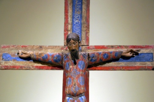 Detail of the Batllo Crucifix (Majesty/Majestat). Polychromed wood, from Gerona, Catalonia, mid-twel