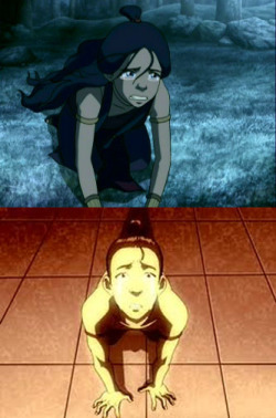 particularlygood-finder:  While rewatching the third season of A:TLA, I was struck by how the image of Katara after bloodbending (top) resembled the image of Zuko before he was given his scar (bottom).  In a way, those events are sort of parallels. Both