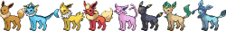 All Of The Eeveelutions Spliced With Persian. :3