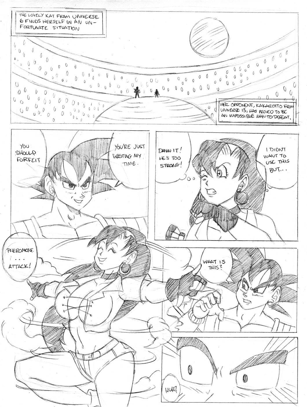 The first two pages of my Dragon Ball Multiverse Hentai parody comic starring Kat