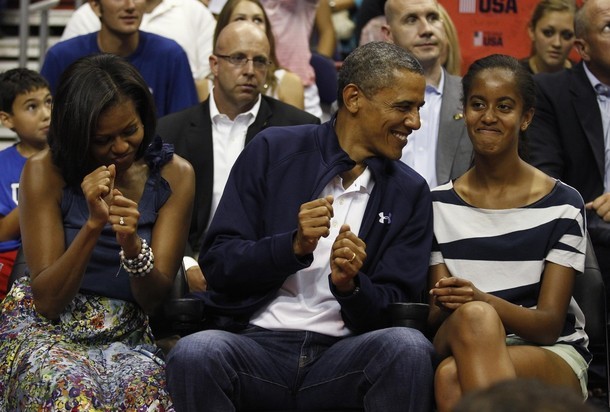 apsies:  Embarrassing parents, Malia has them too!  She been tanning heavy