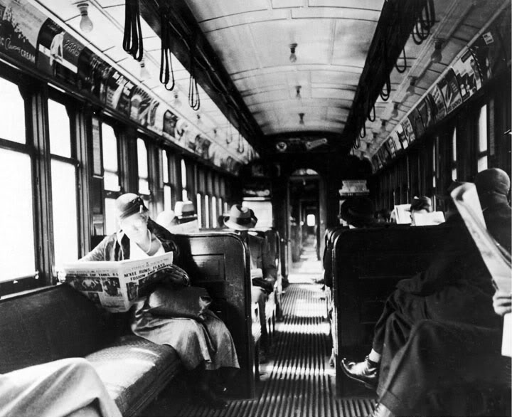 gnossienne:  Interior of train car used on the elevated railroads in New York City