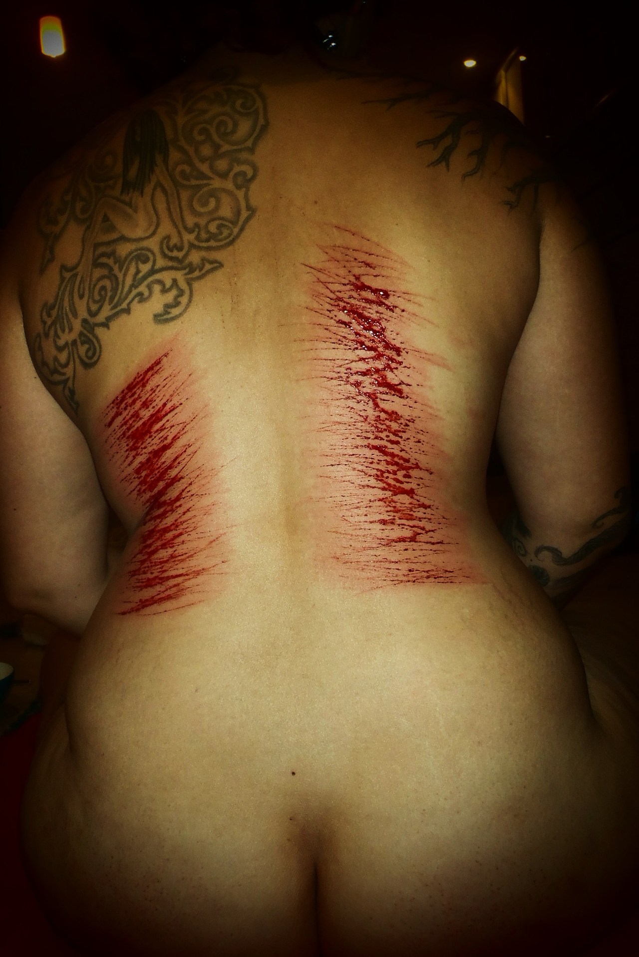 sexcapadesofakinkylesbian:  The amazing blood play we did on the last night of our
