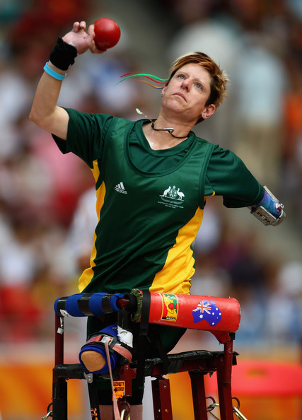 Jenni Bryce, Aussie shot putter.  She looks to be AK OOE, although I suppose since the right leg isn