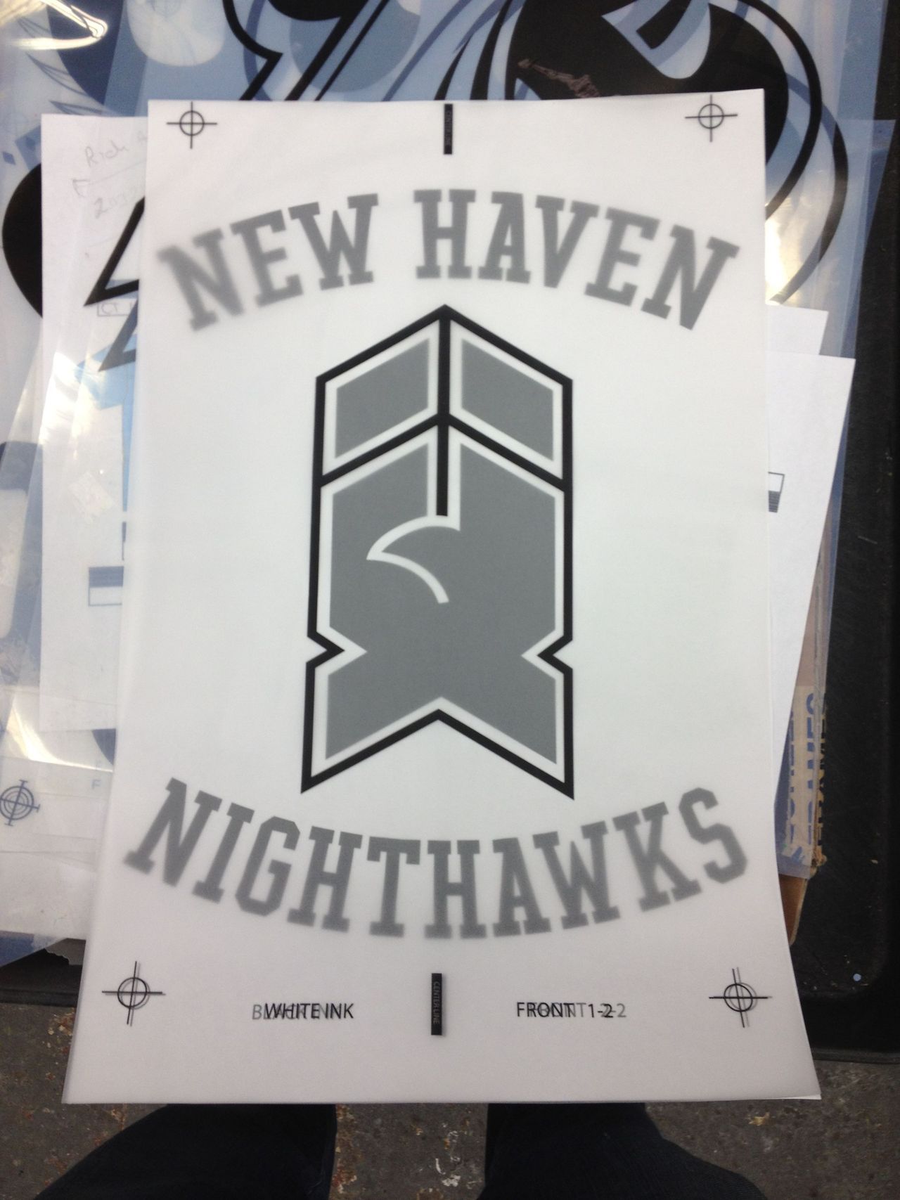 Transparencies for the new Nighthawks shirts.