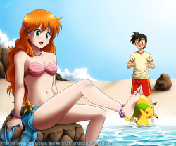 nerdinsandals:Finally Human - Prize for DekaFoxMcCloude by ~Laura-SatokoMy latest picture on DA. It’s been a while since I last drew Ash and Misty, so drawing them again is always a good thing. The background could be better, but I like how the rock