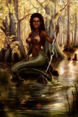 locsgirl:  Cajun Mermaid by *SYoshiko Sweet.  Mermaid with the tail of a gator instead of a fish. 