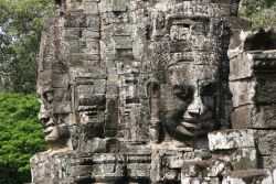 ancientart:  Faces of Avalokiteshvara at Bayon temple, Cambodia. The temple was built around 1190 AD by King Jayavarman VII. 