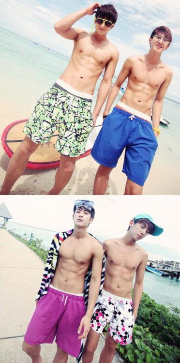 ohmyjckpop:These boys are too cute and they have the kind of abs I love - not too defined, but just 