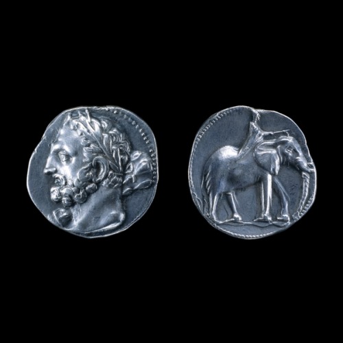 ancientcoins: ancientpeoples: A silver double shekel of Carthage Issued by the Barcid family in Spai