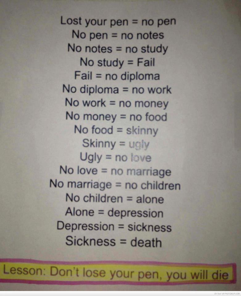 wirgehen:  I lost a pen today …