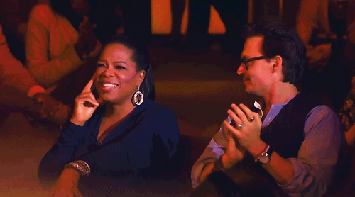 yougavemecourage:  Lady Gaga performing Born this way/You & I while Oprah Winfrey and Johnny Depp are in the audience.  