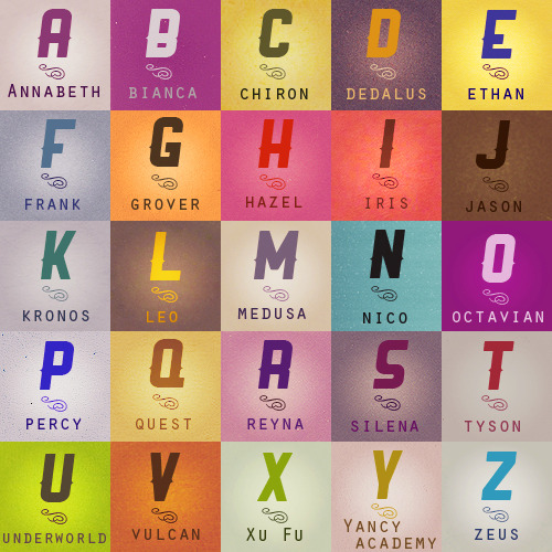 olympiandemigods:  Percy Jackson alphabet. 