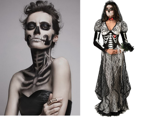 How AMAZING is this makeup, and how perfectly does it go with our Boneyard Bride costume?!!