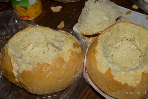 pizzaforpresident:  dutiel:  My daughter’s food ‘invention’ Spaghetti Garlic Bread Bowls 1. Bread Bowls hollowed out 2. Brushed with garlic butter 3. Broiled 4. Layer of thick and meaty sauce (homemade) topped with a layer of pasta 5. Topped with