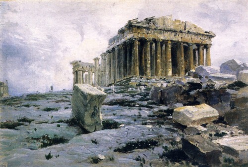 shear-in-spuh-rey-shuhn: Vasily Polenov - The Parthenon - 1881Oil on Canvas29.8 cm (11.73 in.), Wid