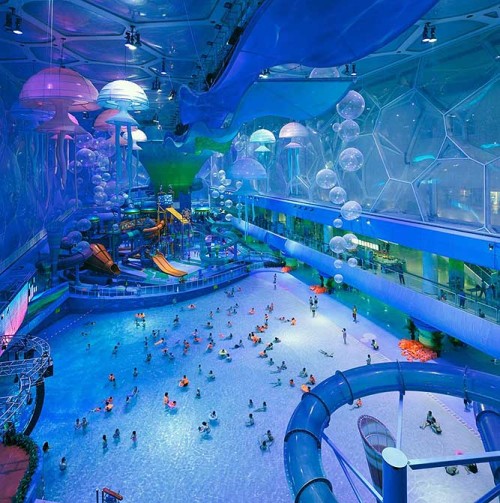 bonkerbat:  Happy Magic Water Cube, China : THIS IS A REAL WATER PARK. Originally a structure built for the Beijing National Aquatics Center for China’s 2008 Olympics, it’s now open to the public. 