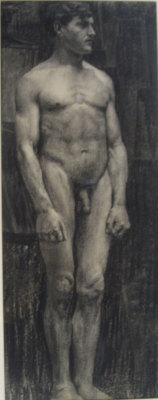 blastedheath:  Caleb Arnold Slade (American, 1882-1961), Male Nude Portrait. Pencil on paper. 