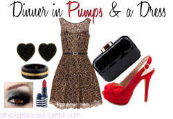 athickgirlscloset:  Dinner in Pumps and a Dress by athickgirlscloset featuring a lip stick  