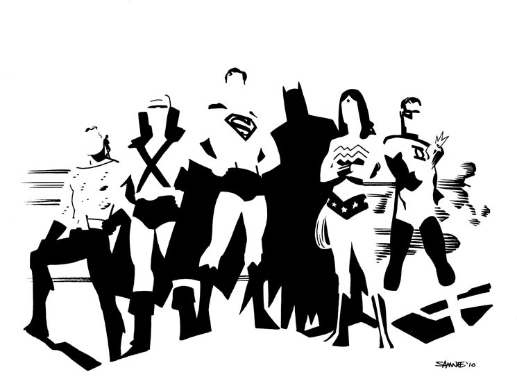 enochliew:  Minimalist JLA by Chris Samnee The sketch is for sale but at a whopping
