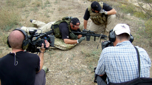 Chef and TV host Andrew Zimmern gets in some range time at the Scottsdale Gun Club in Arizona.  Afte