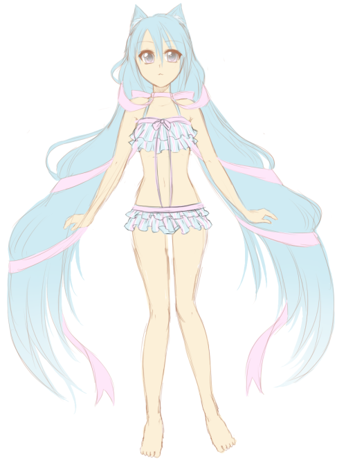 Cotton’s bathing suit design! I gotta design all their outfits before I do art. 