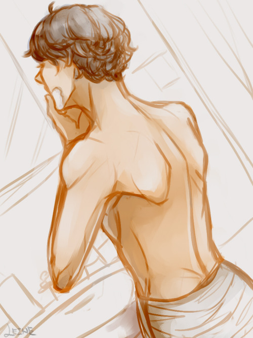 simplelein:  Shaving sherlock and maybe john was standing behind :D I was really surprised when I sa