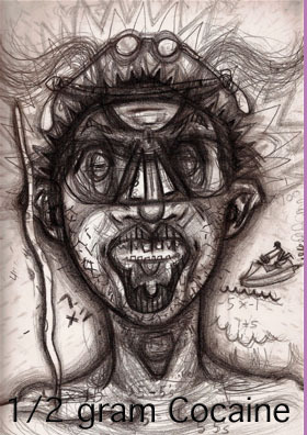 billyxransom:  -dearfriend:   DRUGS by Bryan Lewis Saunders. Each self portrait is drawn under the influence of different drugs taken daily. Within weeks of this experiment he became lethargic and suffered mild brain damage. He continues to work on this