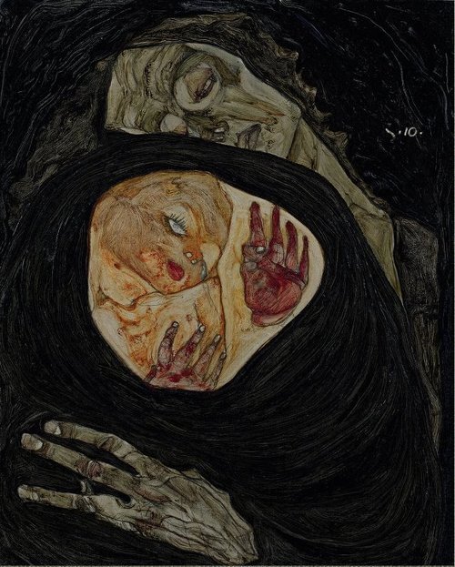 MELANCHOLY & PROVOCATION - (Tote Mutter I) pencil and oil on wood - 1910e g o n . s c h i e l e1890 - 1918, Austrian painter, a protégé of Gustav Klimt, Schiele was a major figurative painter of the early 20th century. His work is noted for its