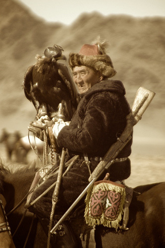 Mongolion falconer and hunter.