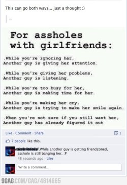 9gag:  For assholes with girlfriends   Wtf