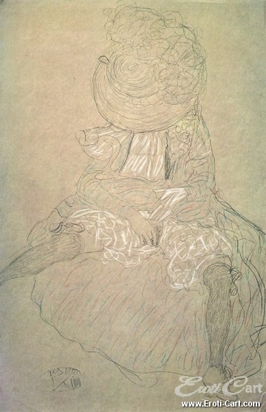 “Seated Woman with Hat, Face Covered” by Gustav Klimt