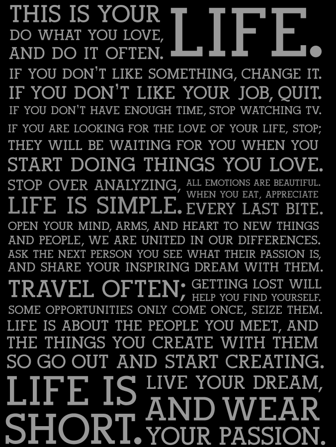 Black Holstee Manifesto Poster - This is your life.