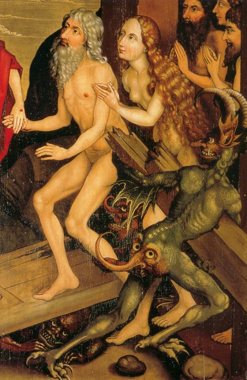 demonagerie:  Colmar, Musée d’Unterlinden. Martin Schongauer, ‘The Harrowing of Hell’, detail from t