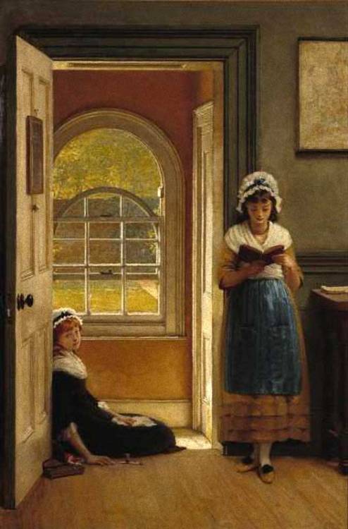 Kept In School (1878). George Dunlop Leslie (English, 1835-1921).Leslie was a genre painter, author 