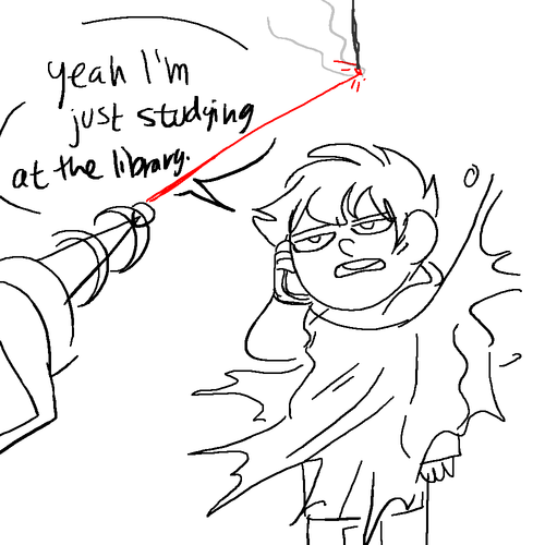  Karkat doesnt even know how he became a side kick. does he even qualify as one? he just gets into death traps like everyday. at first it was pretty scary but after a while it became sort of a regular thing