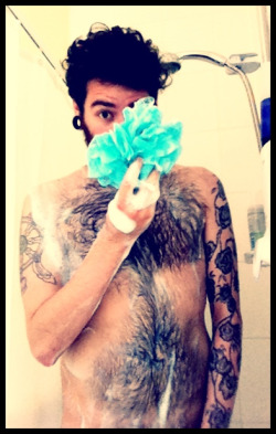 scruffster:  gaymish:  Shower #3  This is my favorite of your set. Soapy, furry, and coy.  