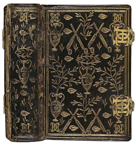 oldroze: Book of Hours of Catherine de Medici ~ Black morocco leather and plated enamel locks, (Bind