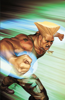 thechief0:  PF Guile by Jo Chen of Udon Entertainment Guile in the middle of a Sonic Boom. This was created for UDON’s  Street Fighter Comic issue #4 as a cover. 