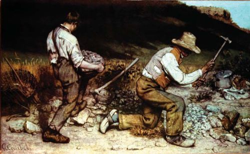 Gustave Courbet, Stone Breakers, 1849. Oil on canvas, 190 × 300 cm (6 ft 2 in × 9 ft 9 i