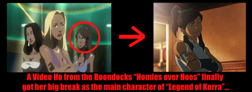 Korra had two lives, well, tecnically shes the avatar and had hundreds of lives. Apparently one of them had her exact face and was in Gangstalicious’s gay music video. She should of kept the dress, am I right? V See her in action V http://youtu.be/_