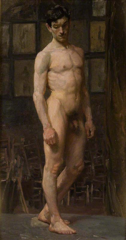 artqueer: Sir Alfred Munnings (1878-1959): Study of a Standing Male Nude, Julian’s